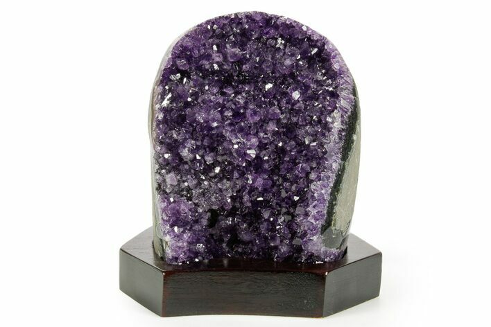 Deep Purple Amethyst Geode With Wood Base - Uruguay #368340
